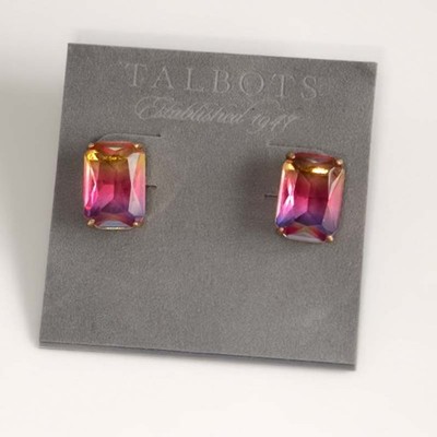 New Talbots Crystal Square Stud Earrings Gift Chic Women Party Vacation Jewelry