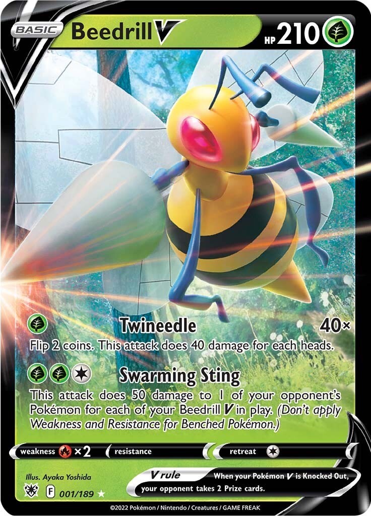 Beedrill V SWSH10: Astral Radiance Holofoil Ultra Rare 001/189 NM Pokemon Card