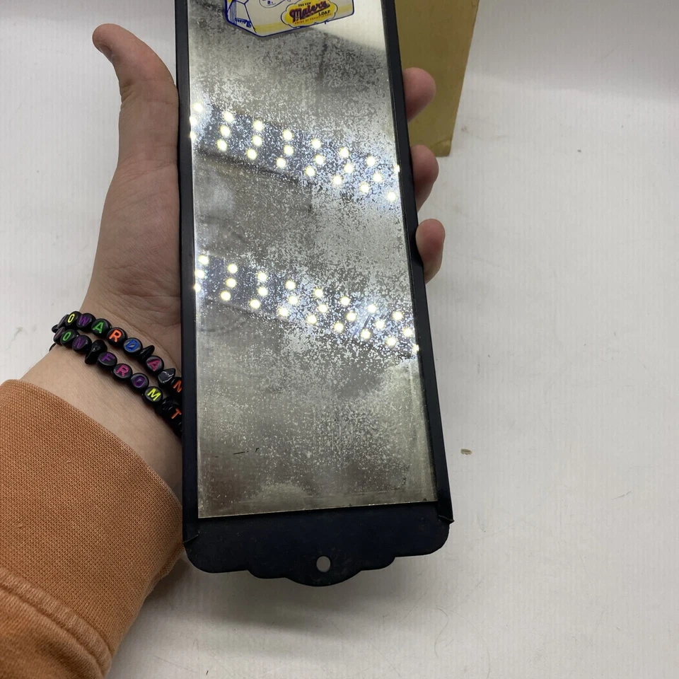 NOS 1950s MAIERS BREAD MIRROR PAINTED METAL SIGN GENERAL STORE COUNTRY GAS 21 - Image 4 of 4