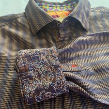 Robert Graham Long Sleeve Button Up Shirt Flip Cuff Luxe Geometric Multicolor XL
