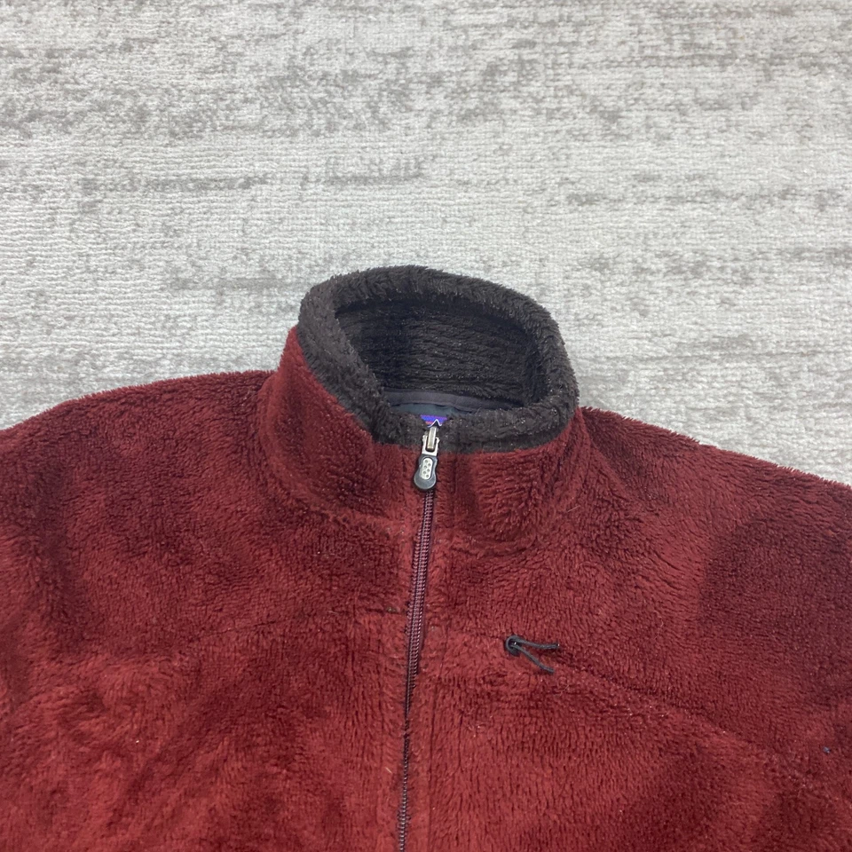 Jaqueta de lã reguladora Patagonia R4 feminina grande vermelha cinza com zíper ao ar livre feminina - Imagem 3 de 4
