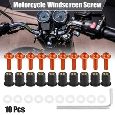 10pcs M5 5mm Motorcycle Windscreen Screws Fairing Windscreen Screws Bolt Orange