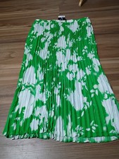 Simply Vera Vera Wang Green White Floral Pleated Midi Skirt Size XL NWT