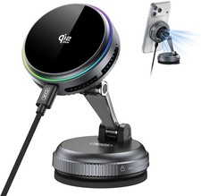 Magnetic Car Mount Charger 25W Fast Charging with Cooling Fan and LED Light 360