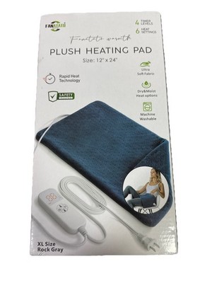 Plush Heating Pad With 6 Heat Settings Machine Washable Extra Large 12x24