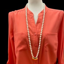 White Faux Pearls Beaded Gold-tone Women's Fashion Necklace NWOT