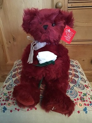 Vintage neu Russ Merlot weinrot Teddybär Rose Love Plüschtier Stofftier 15 Zoll