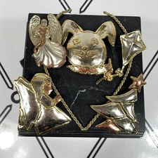 Lot of Mexican Vintage 90's Hecho en Mexico Mixed Metal Brooch/Pendant & Choker