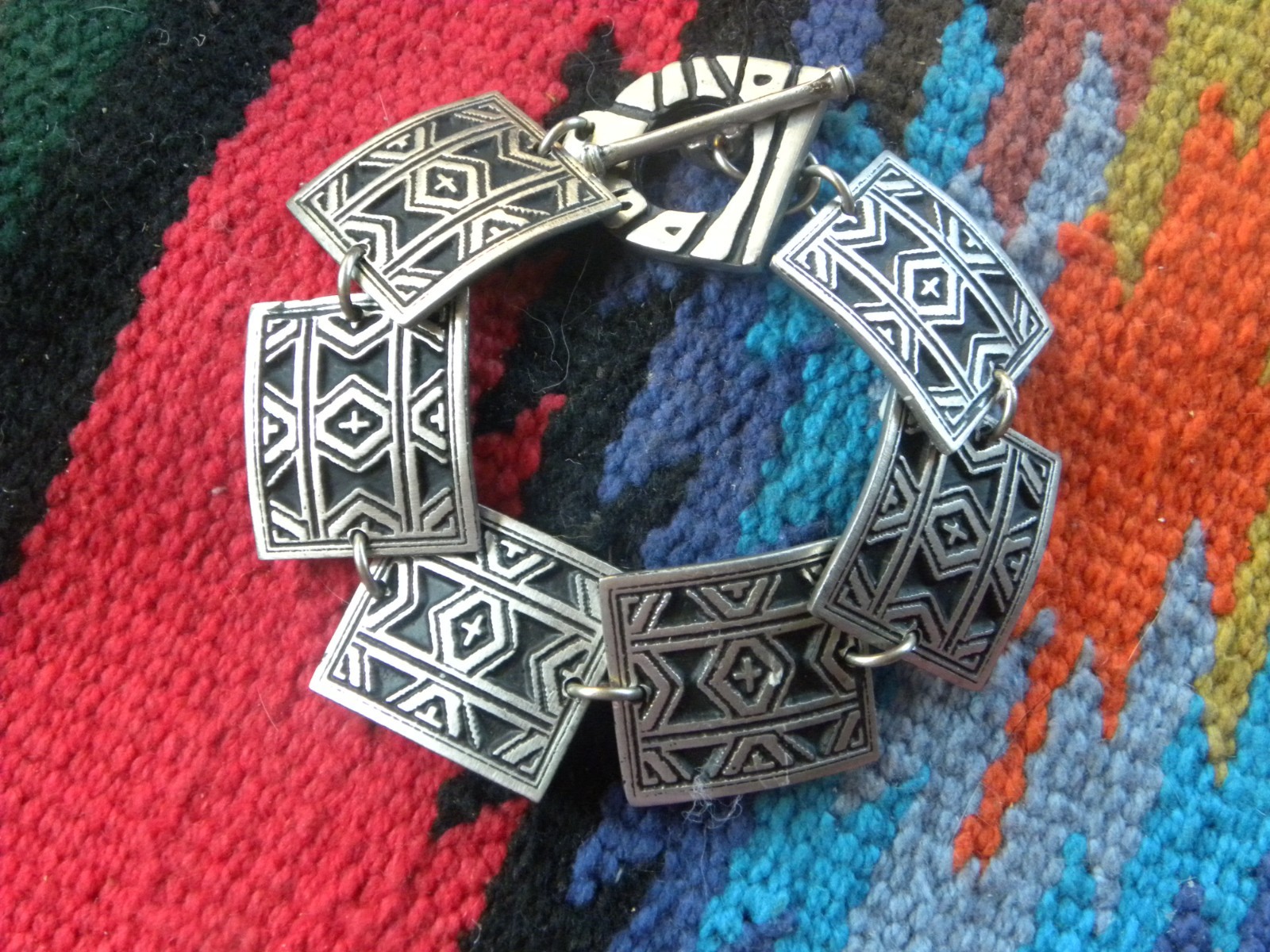 Southwest Panel Cuff Toggle Bracelet Native Ameri… - image 1