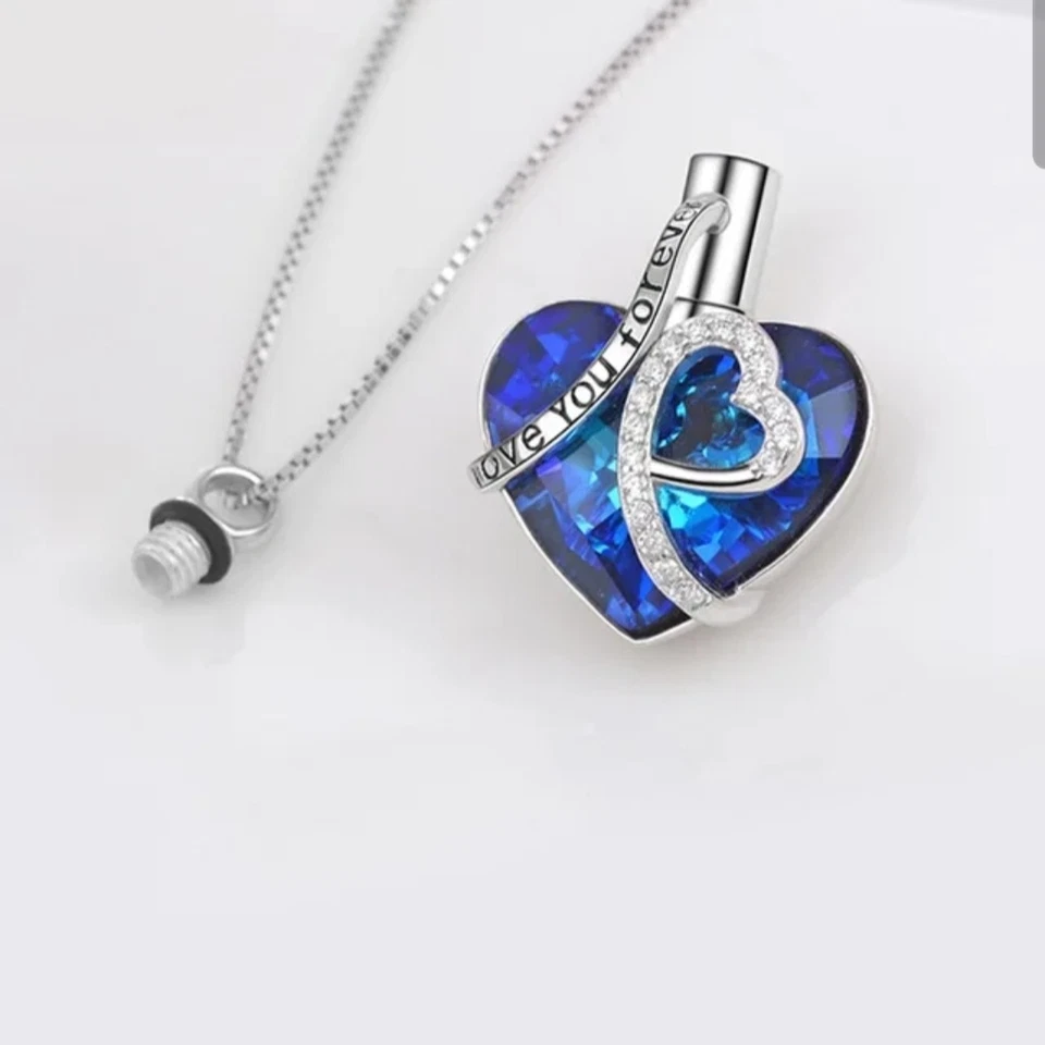 Pingente de coração urna cremação cinzas urna joia para medalhão memorial cinzas - Imagem 3 de 4