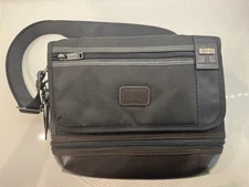 Tumi Alpha Bravo Leather Crossbody Bag Expandable Black/Brown