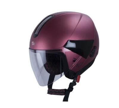 SBH-5 Vic Glossy Metallic Pink Open Face With Clear Visor Small 560MM Helmet ECs