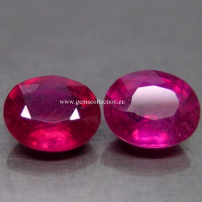 AAA NATÜRLICHE RUBINE - NATURAL RUBY CT 2,73 PAIR OVAL CUT ORIGIN MADAGASCAR
