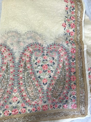 Indischer Sari Hyderabadi Chikan Kari Work Sari Bluse Stück reines Georgette UK - Bild 7 von 14