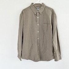 Old Navy Shirt Mens Size L Brown Tan Plaid Long Sleeve Cotton Button Down