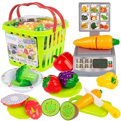 KINDERPLAY Lebensmittel Frucht Gemüse Spielset Korb KP6853 Set Kinder Klettverschluss