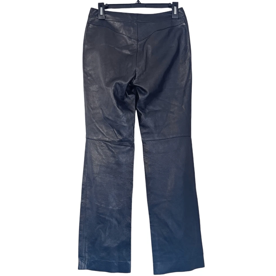 Nicole Miller Collection Black Zip Closure Bootcut Leather Pants Size 4 - Image 3 of 4