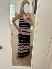 Windsor Maxi Long Size LARGE Striped knit Dress Black Taupe