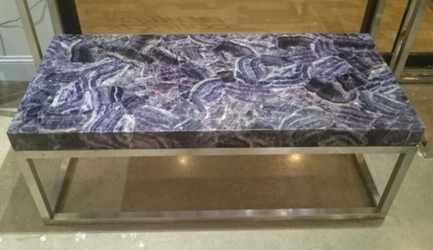 36-Inch Purple Agate Dining Table Top - Natural Stone Coffee or Sofa Table