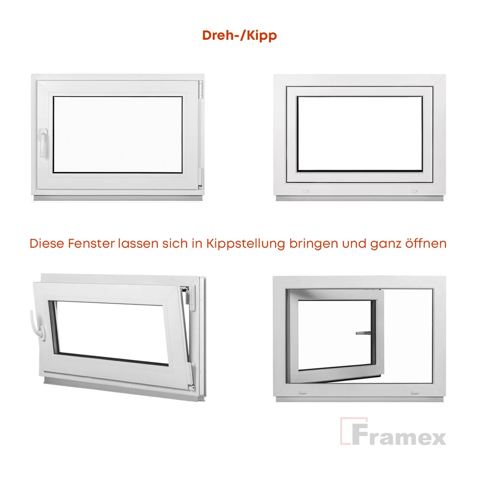 Kellerfenster Kunststofffenster Fenster Weiß 2 Glas Dreh Kipp DIN Rechts Links - Bild 4 von 4