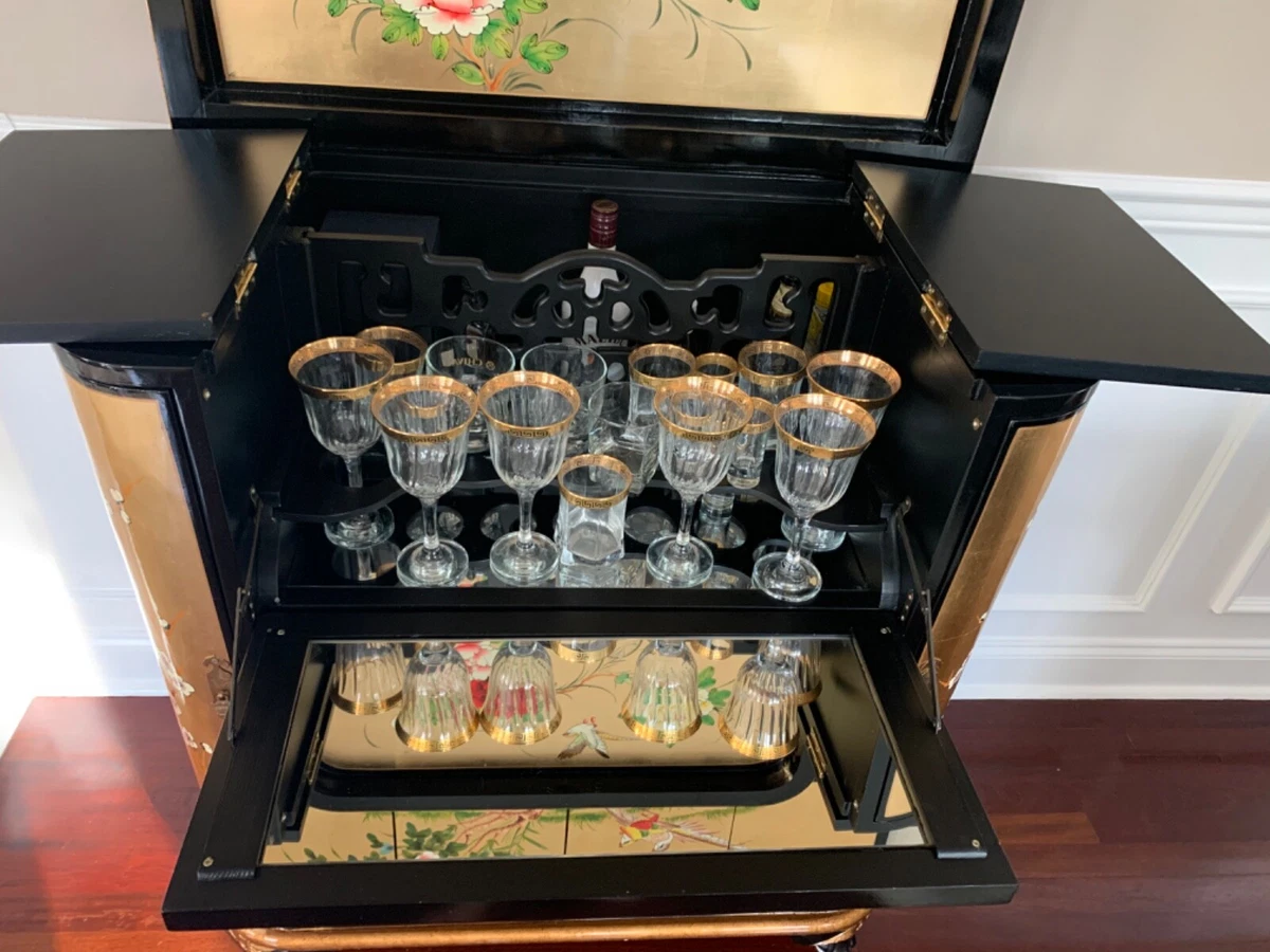 Oriental furniture Bar Cabinet Chinese gold lead lacquer