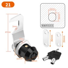 1Pack Cabinet Lock with Key 16x18mm , Length 21mm Silver Tone