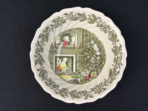 VTG Johnson Bros Merry Christmas Ironstone Large 8.25" Vegetable Serving Bowl
