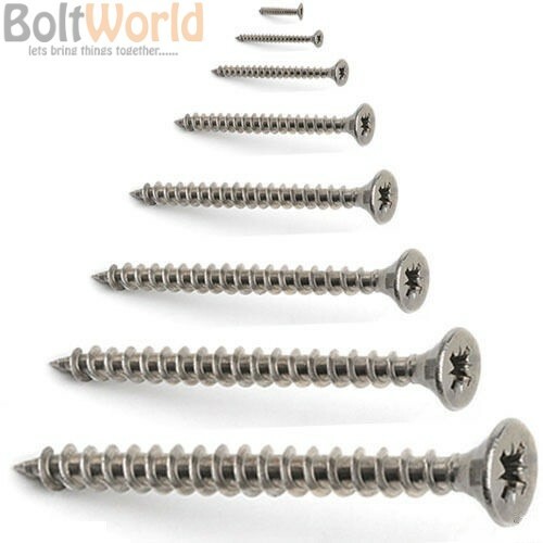 5mm X 50mm Hardened Steel Yellow Passivated Pozi Countersunk Chipboard Screws (Per 200