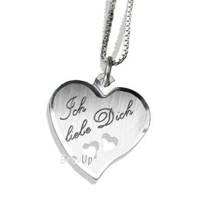 Heart I love you and necklace with engraving silver a146