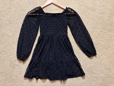 Art Class Target Smocked Black Puff Sleeve Milkmaid Peasant Babydoll Dress S 6/7