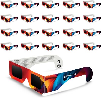Solar Eclipse Glasses 20 pack - 2024 CE and ISO Certified Multicolor