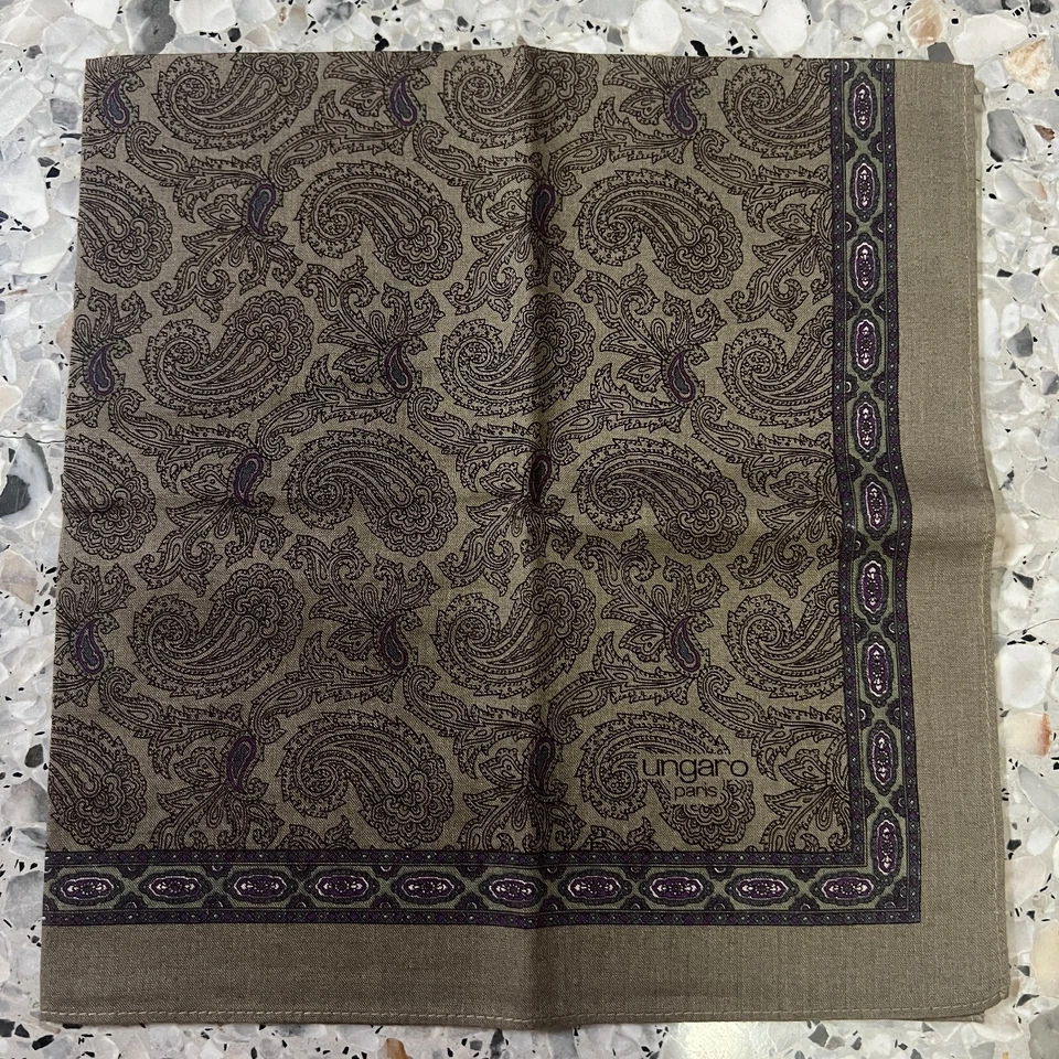 PAÑUELO HOMBRE VERDE OLIVA PAISLEYS CLÁSICO ALGODÓN BOLSILLO ARTE CUADRADO 18” #JP50 Foto 2 de 3