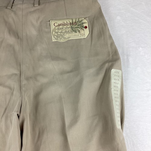 Roundtree & Yorke Caribbean 100% Silk Pants Men’s 40” X 32” Tan Herringbone New - Picture 5 of 6
