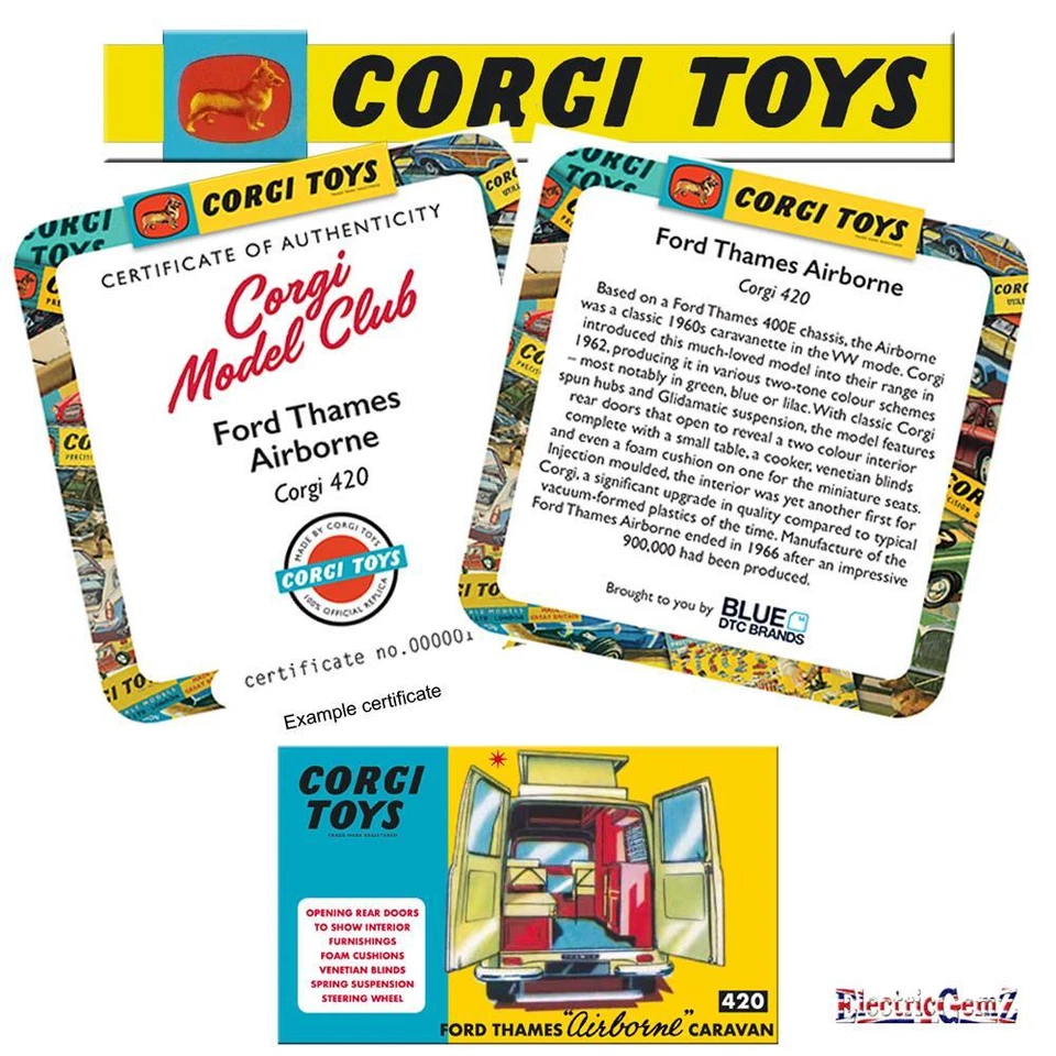 Corgi Model Club 420 Ford Thames "Airborne" Caravan Boxed Diecast Camper inc CoA - Image 4 of 4