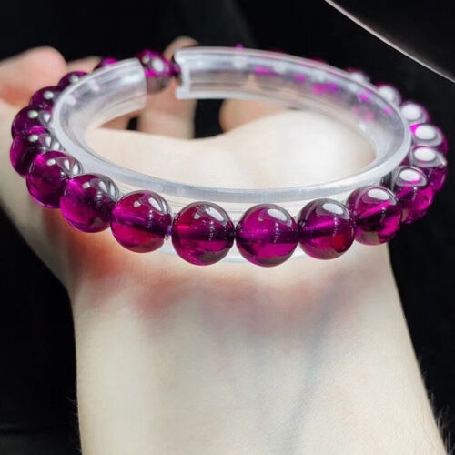 8.4mm Natural Purple Red Garnet Crystal Beads Bracelet AAA - Picture 1 of 6