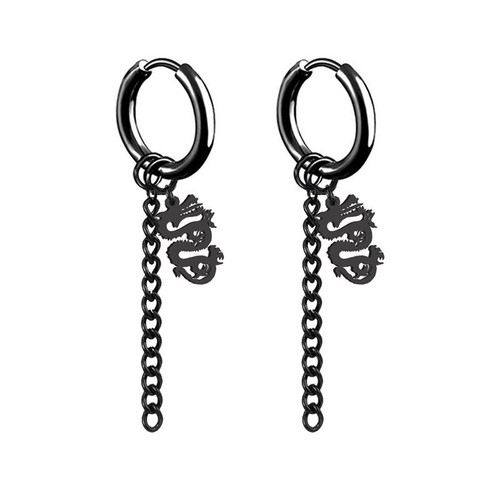 Stainless Steel Stud Earrings - Black Color Multiple Styles Street Pop Hip Hop - Picture 36 of 44