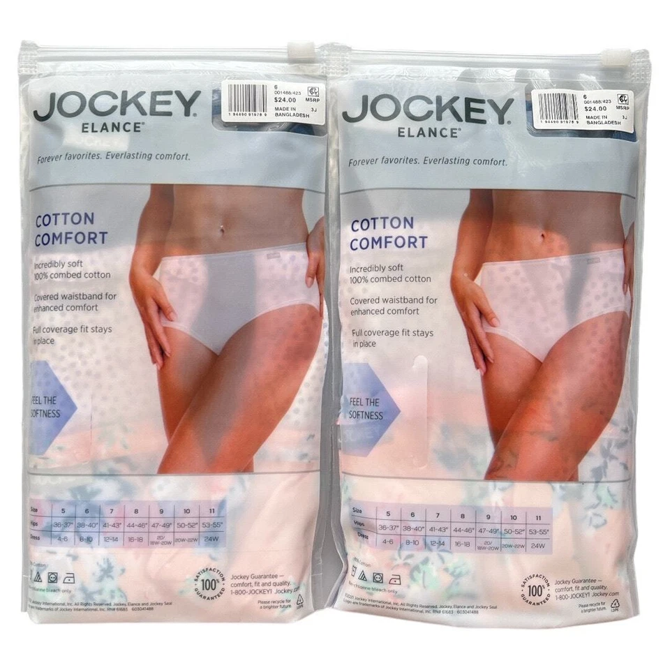 LOTE 2 JOCKEY 100% Algodón Elance Hipster - Paquete de 3, US6/Mediano  Foto 3 de 4