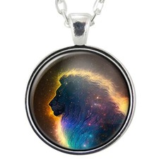 Lion Pendant Necklace, Handmade Cosmic Jewelry, Big Cat Gifts For Her