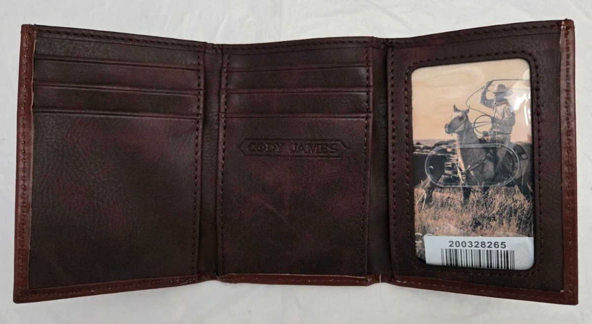 Cody James Men's Tri-Fold Hair-On Leather Wallet #200328265 Brown