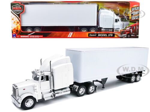 Box Damaged PETERBILT 379 TRUCK W/ DRY GOODS TRAILER WHITE 1/32 NEW RAY 14363
