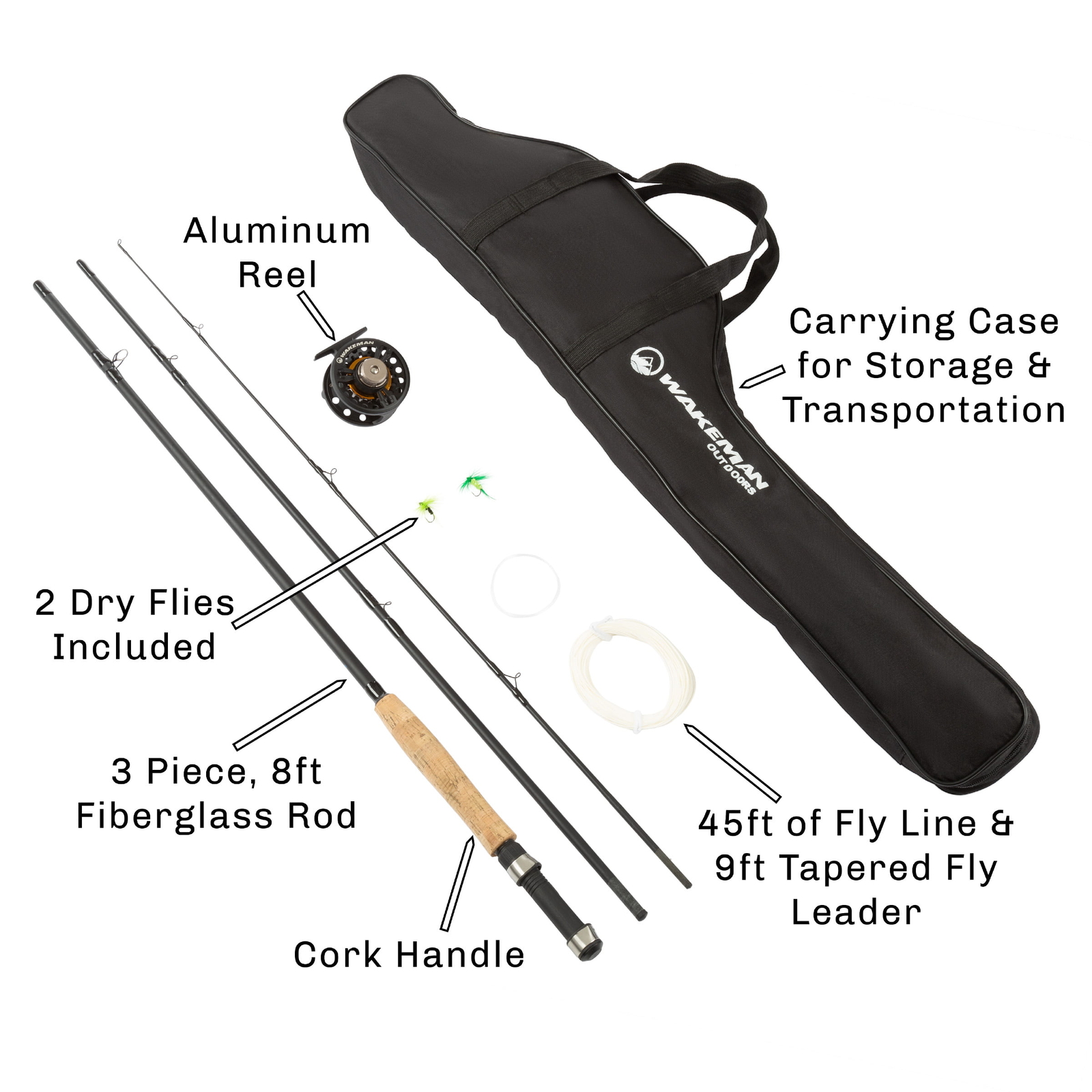 3-Piece Fly Fishing Rod and Reel Combo Starter Kit with Carry Case