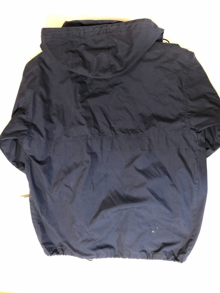 Jack Wolfskin Jacket Men Medium Navy Blue Long Sleeve Hooded Snap