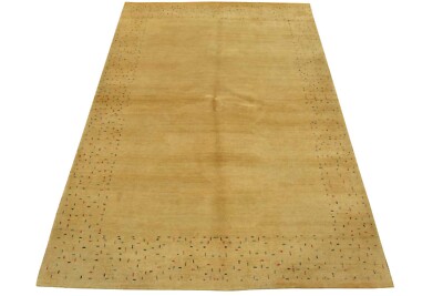 Gabbeh Rug 5 6  x 7 6  Gold Wool Contemporary Hand-Knotted Area Carpet