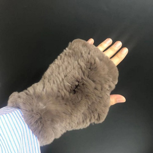 Genuine Real Rabbit Fur Gloves Warm Fingerless touchscreen Winter Wrist Mittens - Picture 13 of 39
