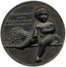 DR, jeden. Medal żeliwny Pamięć Niemowlęta i Dzieci 63,70 g., 61 mm.