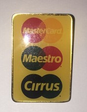 Vintage 1992 Red And Yellow Mastercard Maestro Cirrus Logo Pin Tie Tack Pin Back