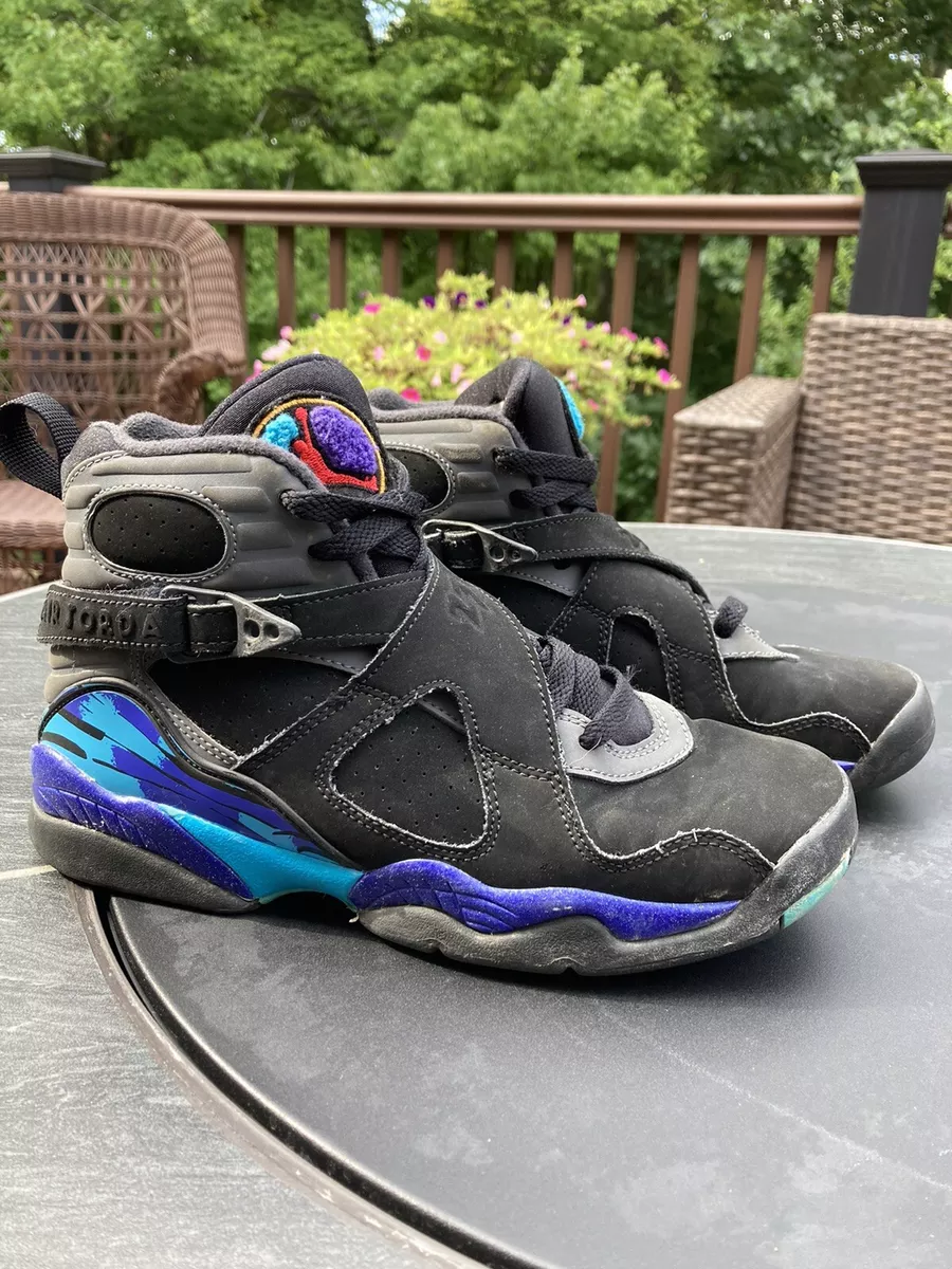 Nike Air Jordan 8 Retro Aqua Black Basketball Shoes Size 5Y 305368-025