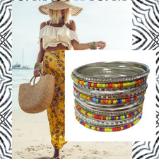 Bangle Bracelet Set -NEW-14 Pcs Multi Color Stackable Boho Chic  
