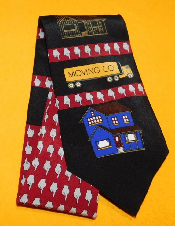 CORBATA CON MOTIVO DE CASA VICKY DAVIS " HOUSE WORKS" NEGRA/ROJA/GRIS - CORBATAS DE DISEÑADOR. Foto 3 de 4