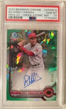 2022 Bowman Chrome Ricardo Cabrera Auto Green Atomic Refractor 91/99 PSA 10 P1